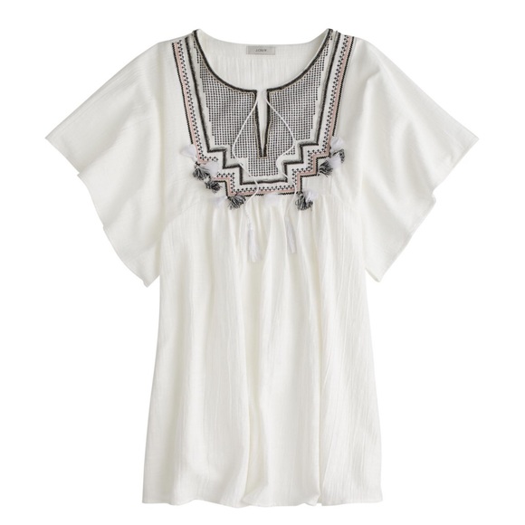 White cotton j crew tassel dress/coverup - Picture 2 of 5